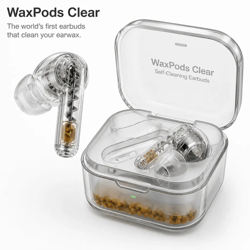 WaxPods Clear - Transparent Earbuds That Clean Your Ears While You Listen